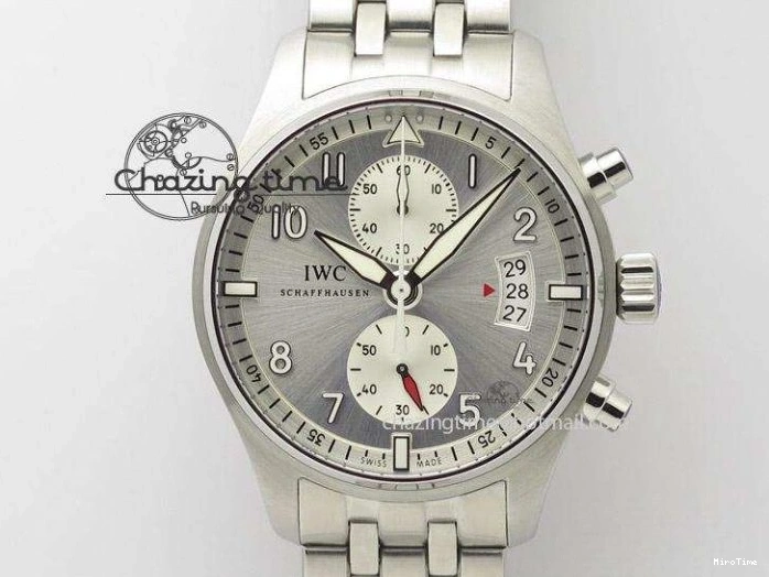 MIROTIME 0118 Pilot Chrono SS IW387809 ZF 1:1 Best Edition Silver Dial On SS Bracelet A Trendsetting 7327